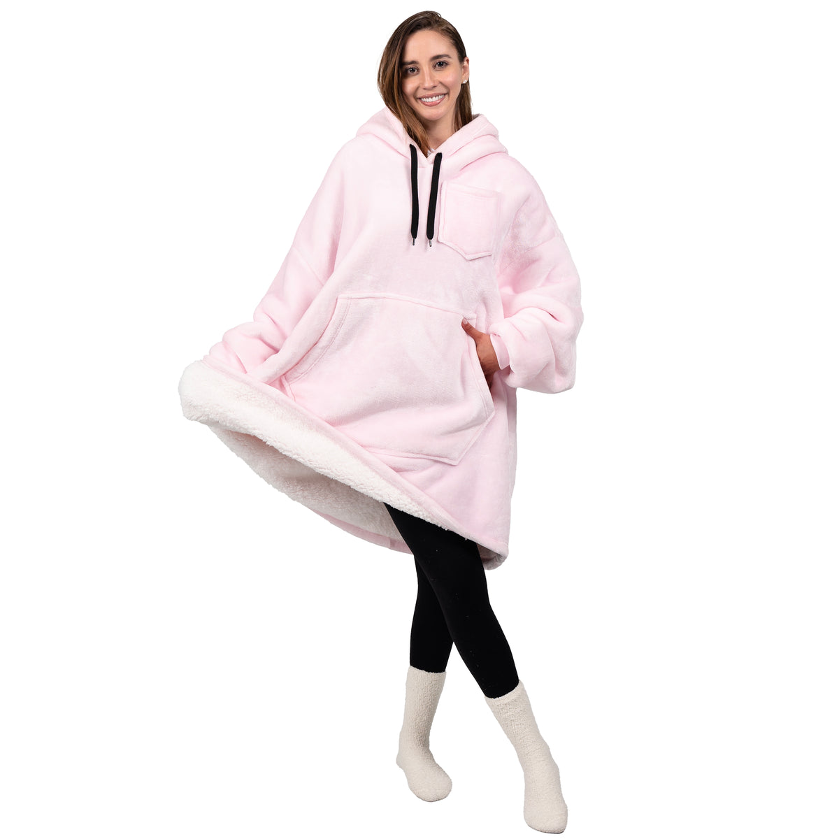Blanket Sweatshirt Sherpa Plush Soft Comfy Fleece Oversized Hoodie Pocket Gift