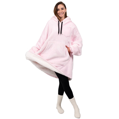 Blanket Sweatshirt Sherpa Plush Soft Comfy Fleece Oversized Hoodie Pocket Gift