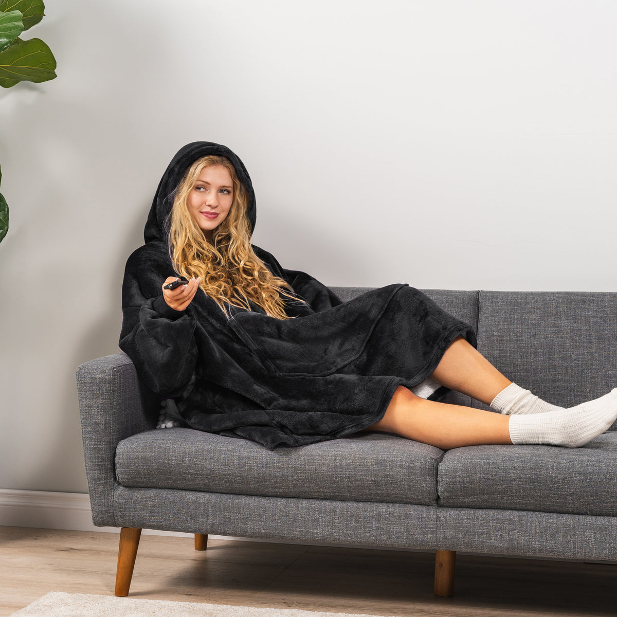 Blanket Sweatshirt Sherpa Plush Soft Comfy Fleece Oversized Hoodie Pocket Gift