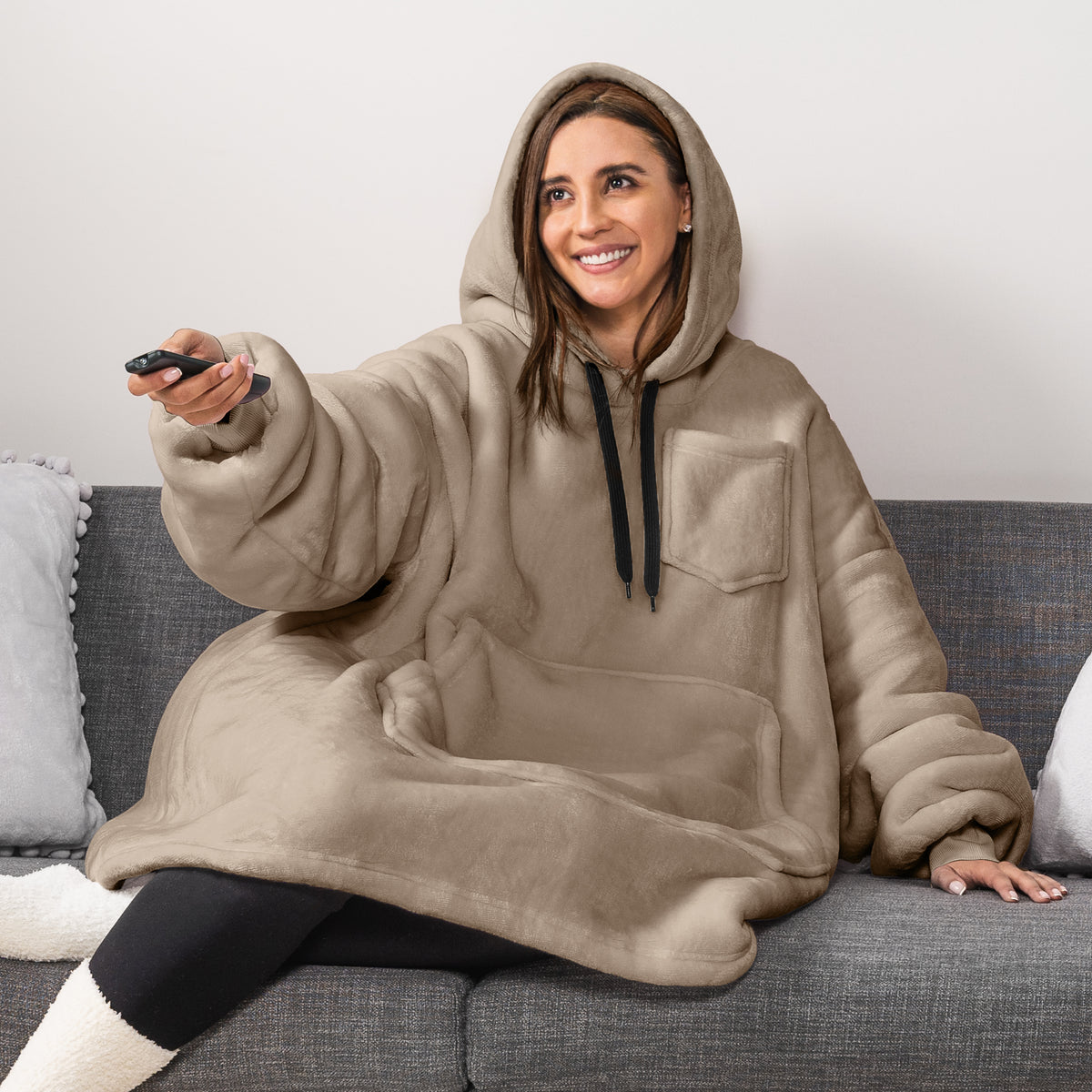 Blanket Sweatshirt Sherpa Plush Soft Comfy Fleece Oversized Hoodie Pocket Gift