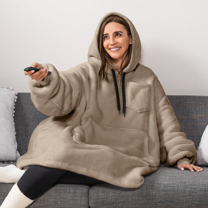Blanket Sweatshirt Sherpa Plush Soft Comfy Fleece Oversized Hoodie Pocket Gift