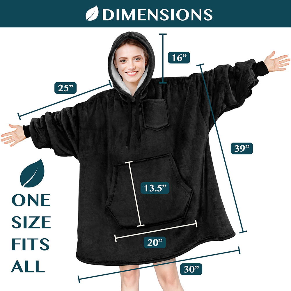 Blanket Sweatshirt Sherpa Plush Soft Comfy Fleece Oversized Hoodie Pocket Gift