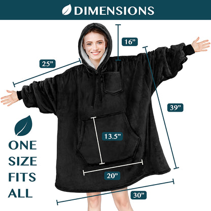 Blanket Sweatshirt Sherpa Plush Soft Comfy Fleece Oversized Hoodie Pocket Gift