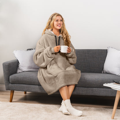 Blanket Sweatshirt Sherpa Plush Soft Comfy Fleece Oversized Hoodie Pocket Gift