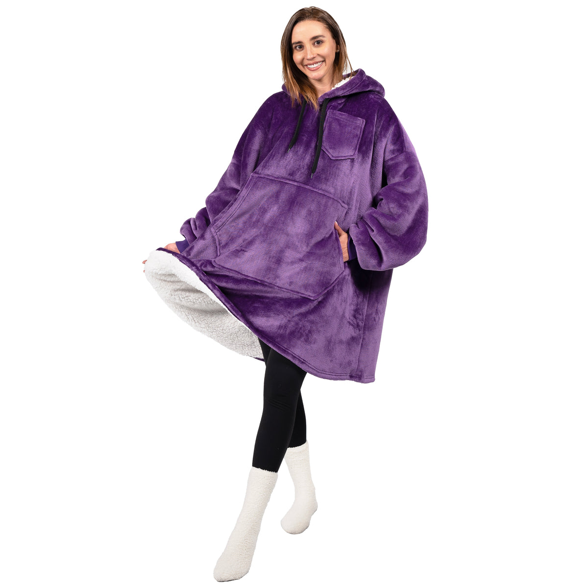 Blanket Sweatshirt Sherpa Plush Soft Comfy Fleece Oversized Hoodie Pocket Gift