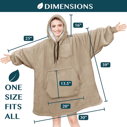 Blanket Sweatshirt Sherpa Plush Soft Comfy Fleece Oversized Hoodie Pocket Gift