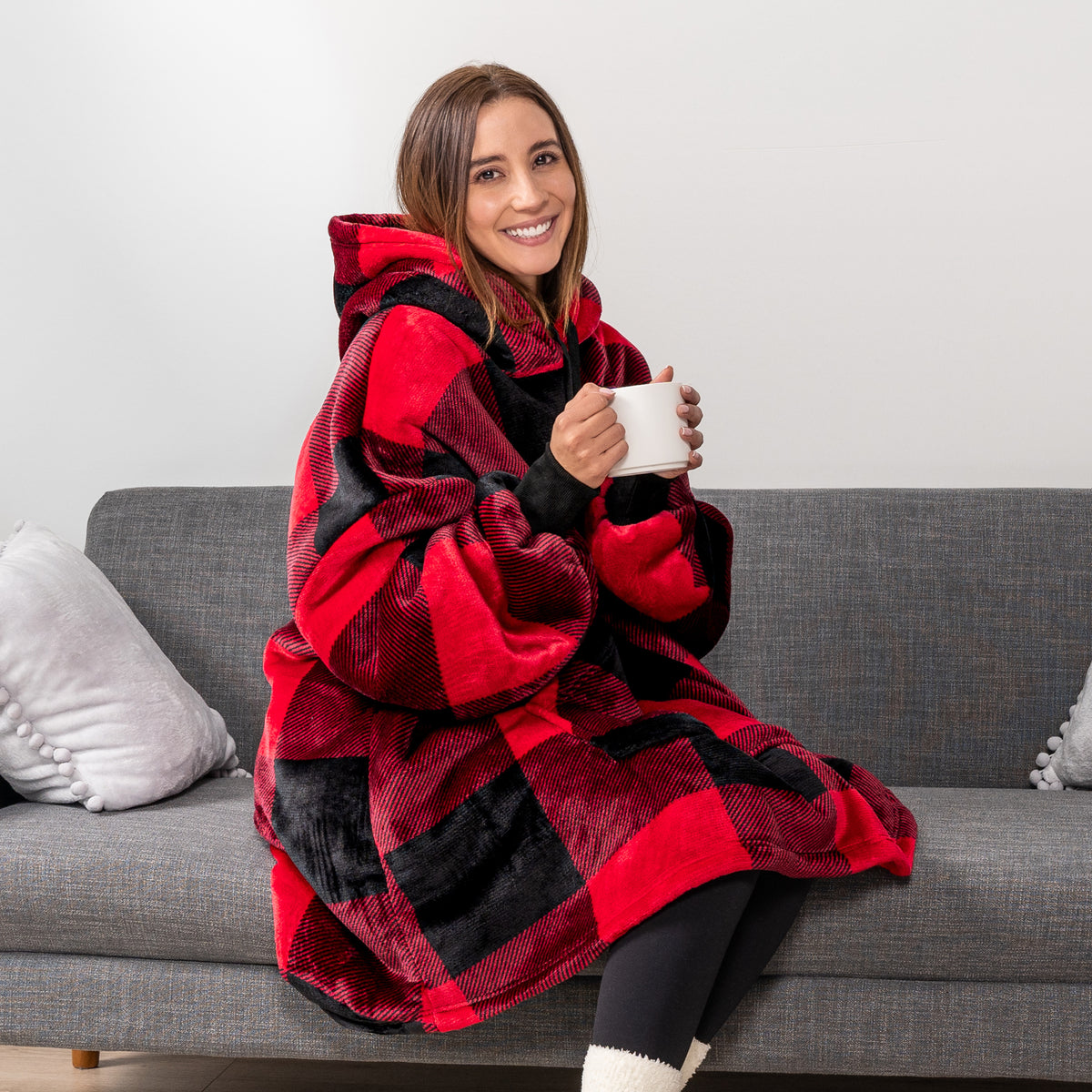 Blanket Sweatshirt Sherpa Plush Soft Comfy Fleece Oversized Hoodie Pocket Gift