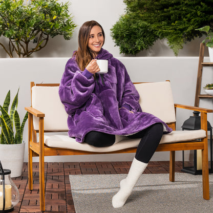 Blanket Sweatshirt Sherpa Plush Soft Comfy Fleece Oversized Hoodie Pocket Gift