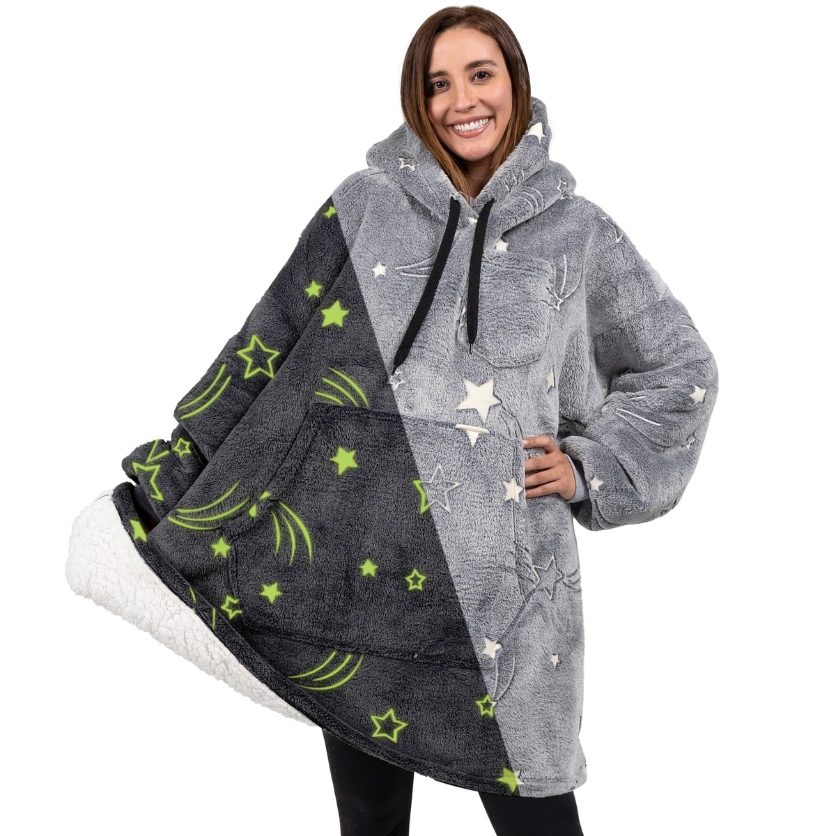 Blanket Sweatshirt Sherpa Plush Soft Comfy Fleece Oversized Hoodie Pocket Gift