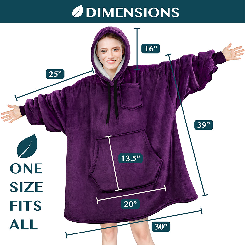 Blanket Sweatshirt Sherpa Plush Soft Comfy Fleece Oversized Hoodie Pocket Gift