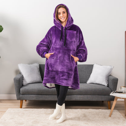 Blanket Sweatshirt Sherpa Plush Soft Comfy Fleece Oversized Hoodie Pocket Gift