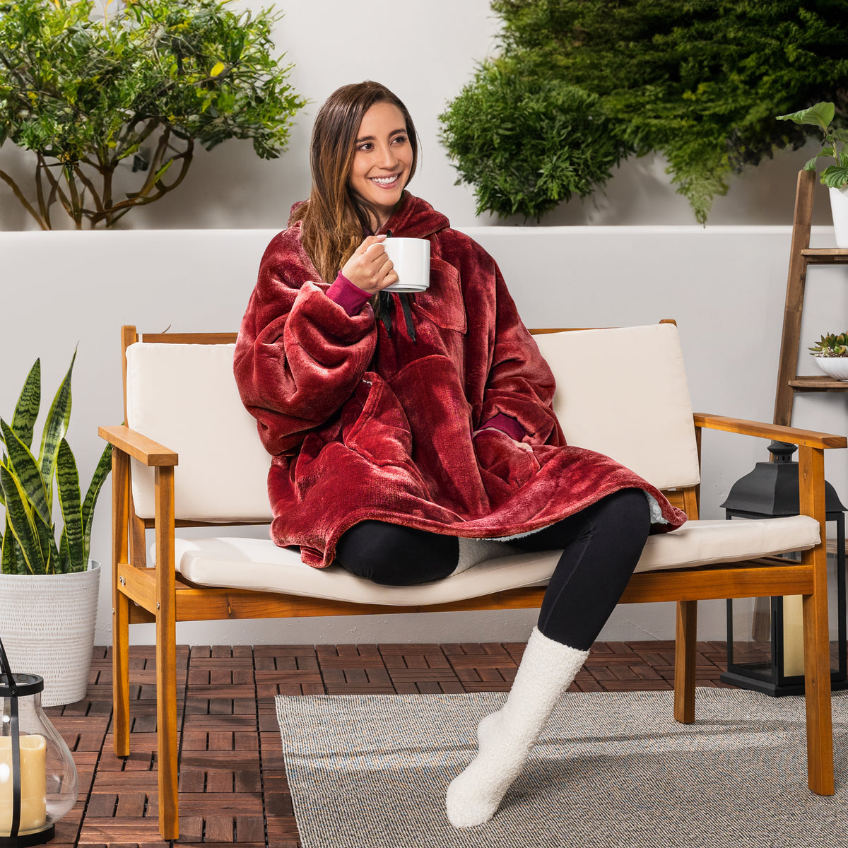 Blanket Sweatshirt Sherpa Plush Soft Comfy Fleece Oversized Hoodie Pocket Gift