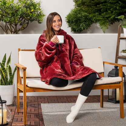 Blanket Sweatshirt Sherpa Plush Soft Comfy Fleece Oversized Hoodie Pocket Gift