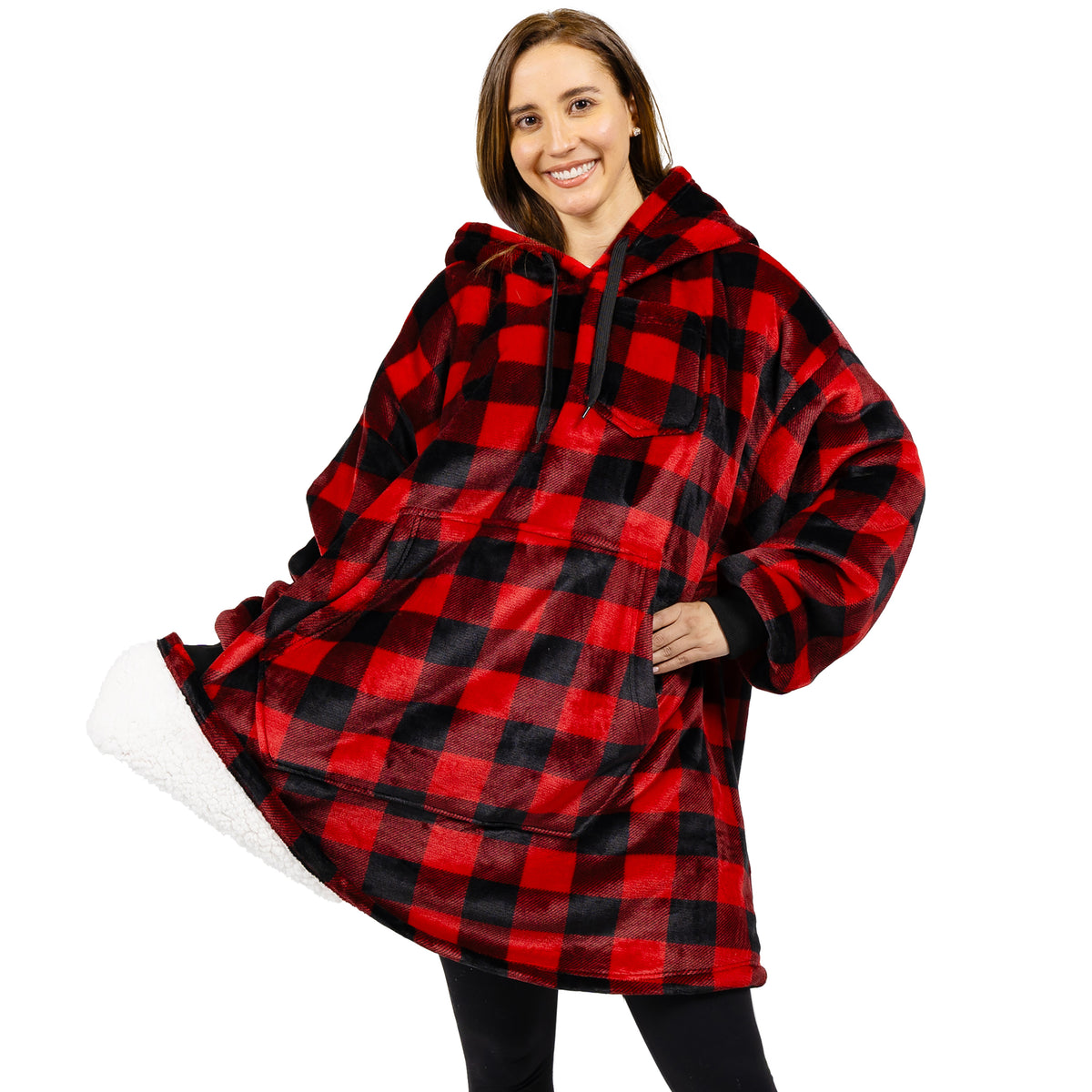 Blanket Sweatshirt Sherpa Plush Soft Comfy Fleece Oversized Hoodie Pocket Gift