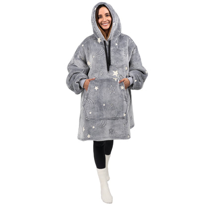 Blanket Sweatshirt Sherpa Plush Soft Comfy Fleece Oversized Hoodie Pocket Gift