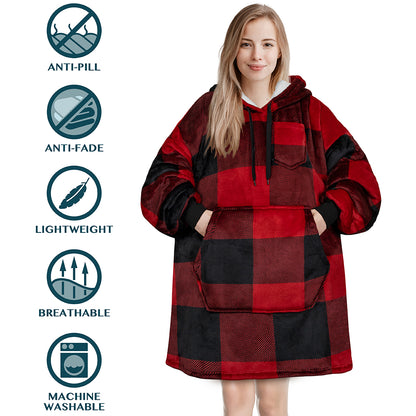 Blanket Sweatshirt Sherpa Plush Soft Comfy Fleece Oversized Hoodie Pocket Gift
