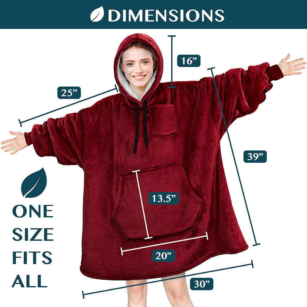 Blanket Sweatshirt Sherpa Plush Soft Comfy Fleece Oversized Hoodie Pocket Gift