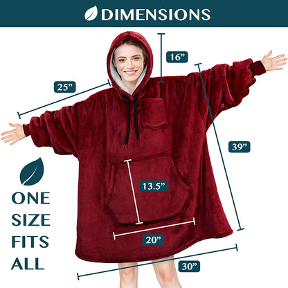 Blanket Sweatshirt Sherpa Plush Soft Comfy Fleece Oversized Hoodie Pocket Gift