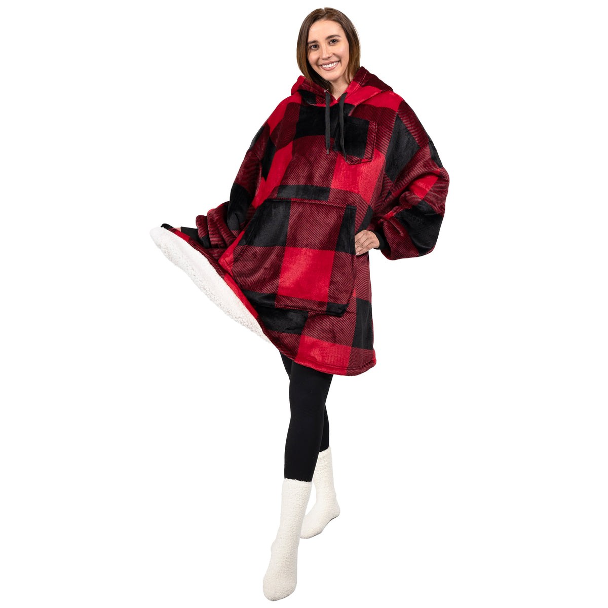 Blanket Sweatshirt Sherpa Plush Soft Comfy Fleece Oversized Hoodie Pocket Gift