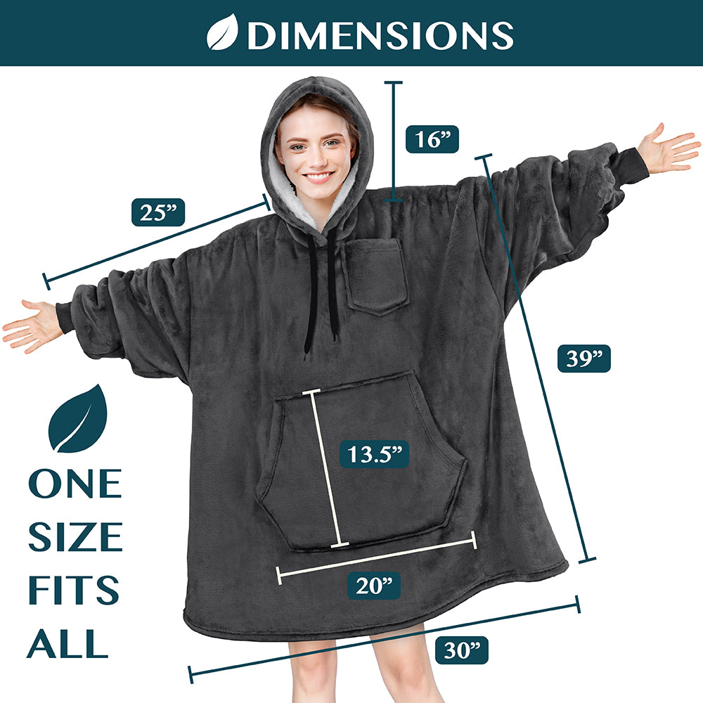 Blanket Sweatshirt Sherpa Plush Soft Comfy Fleece Oversized Hoodie Pocket Gift