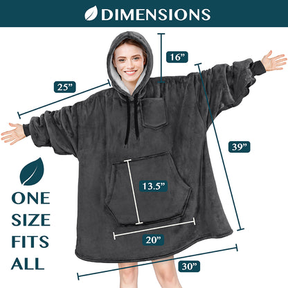 Blanket Sweatshirt Sherpa Plush Soft Comfy Fleece Oversized Hoodie Pocket Gift