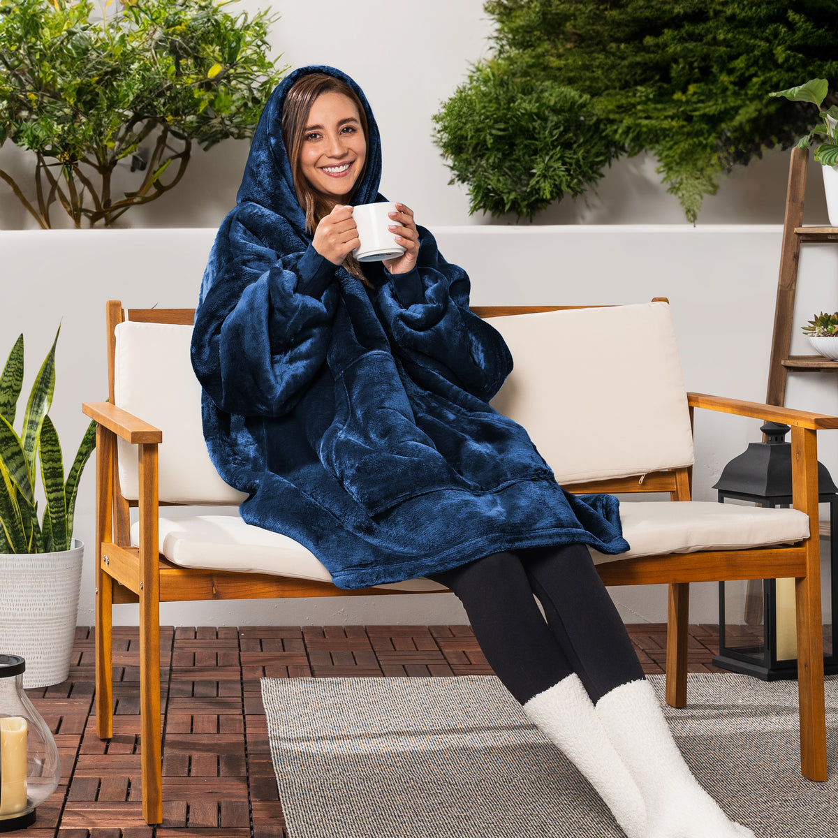 Blanket Sweatshirt Sherpa Plush Soft Comfy Fleece Oversized Hoodie Pocket Gift