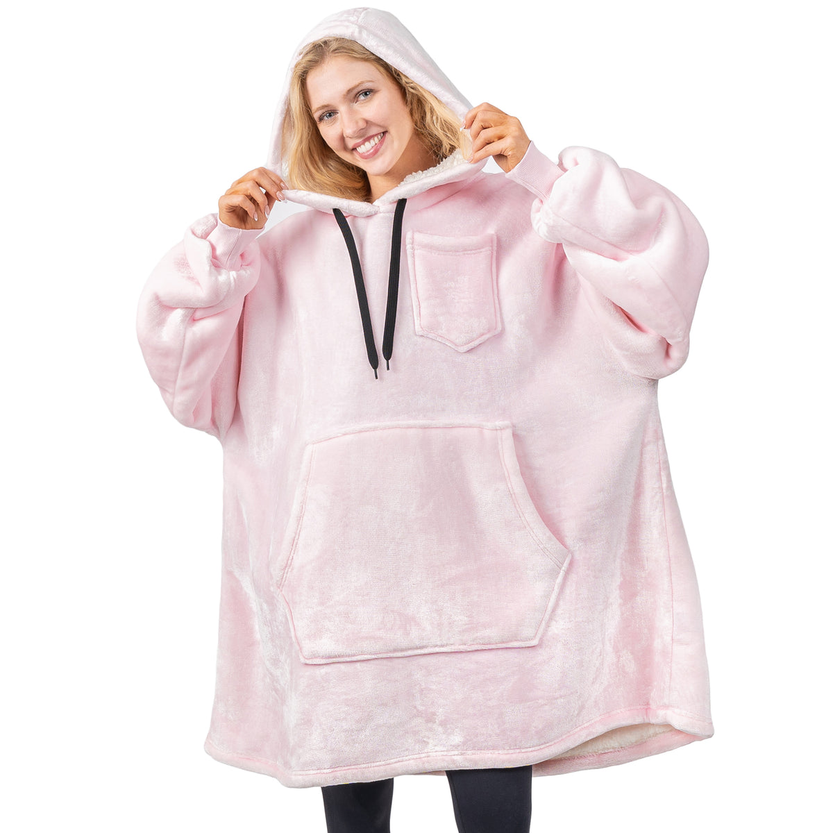 Blanket Sweatshirt Sherpa Plush Soft Comfy Fleece Oversized Hoodie Pocket Gift