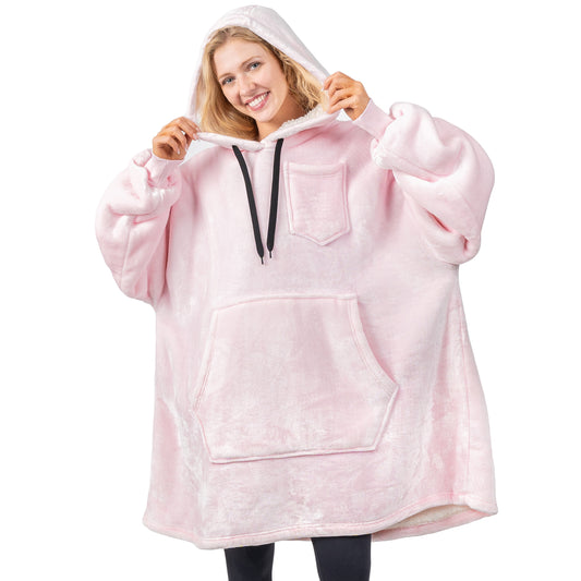 Blanket Sweatshirt Sherpa Plush Soft Comfy Fleece Oversized Hoodie Pocket Gift