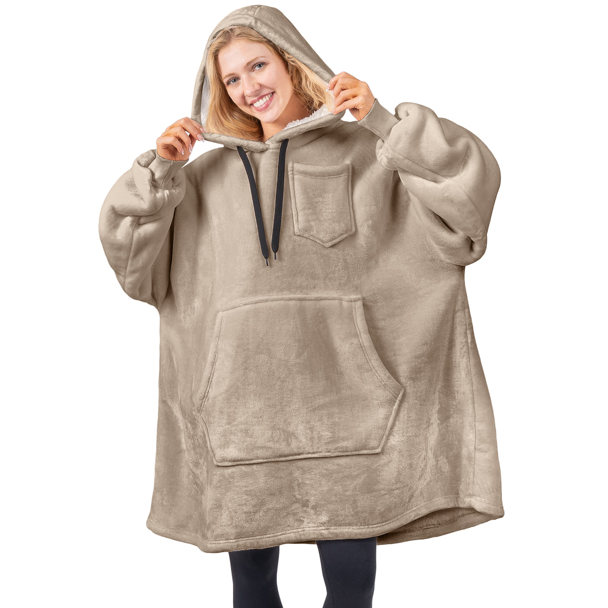 Blanket Sweatshirt Sherpa Plush Soft Comfy Fleece Oversized Hoodie Pocket Gift