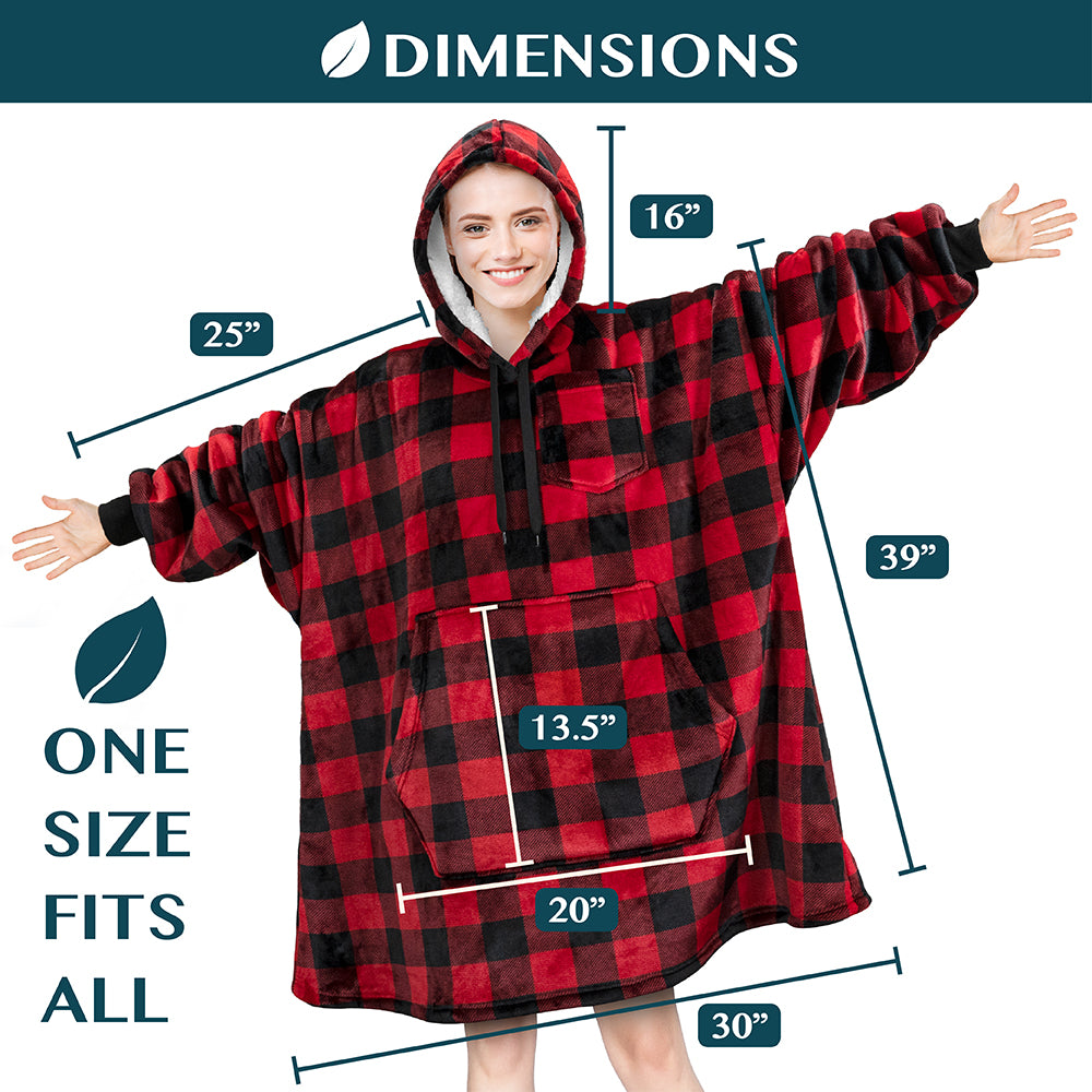Blanket Sweatshirt Sherpa Plush Soft Comfy Fleece Oversized Hoodie Pocket Gift