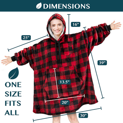 Blanket Sweatshirt Sherpa Plush Soft Comfy Fleece Oversized Hoodie Pocket Gift