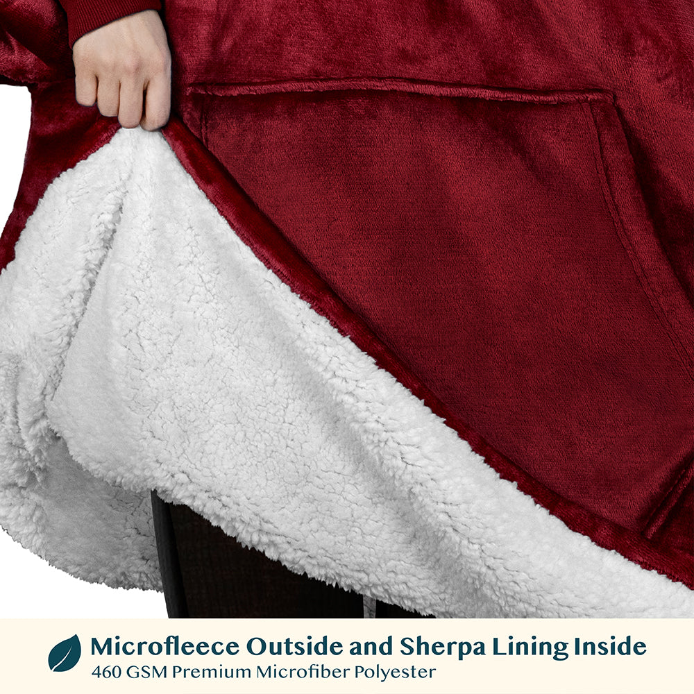 Blanket Sweatshirt Sherpa Plush Soft Comfy Fleece Oversized Hoodie Pocket Gift