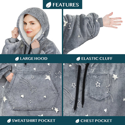 Blanket Sweatshirt Sherpa Plush Soft Comfy Fleece Oversized Hoodie Pocket Gift