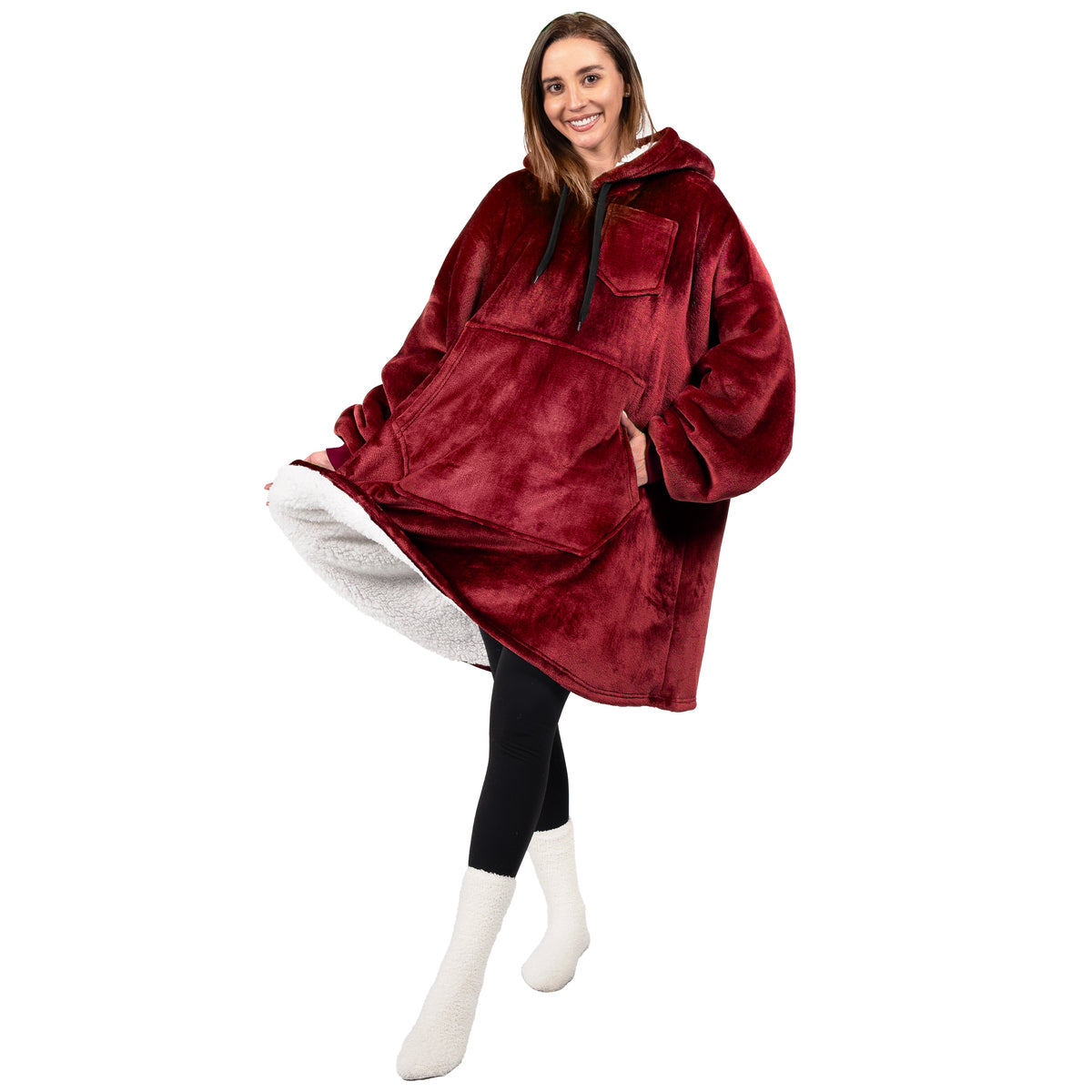 Blanket Sweatshirt Sherpa Plush Soft Comfy Fleece Oversized Hoodie Pocket Gift