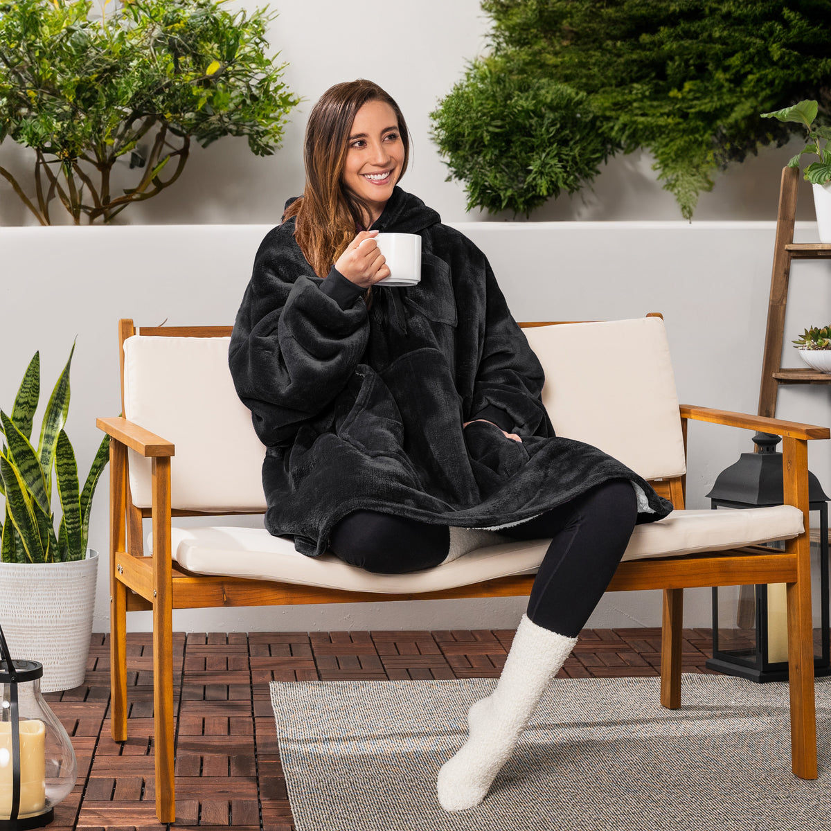 Blanket Sweatshirt Sherpa Plush Soft Comfy Fleece Oversized Hoodie Pocket Gift
