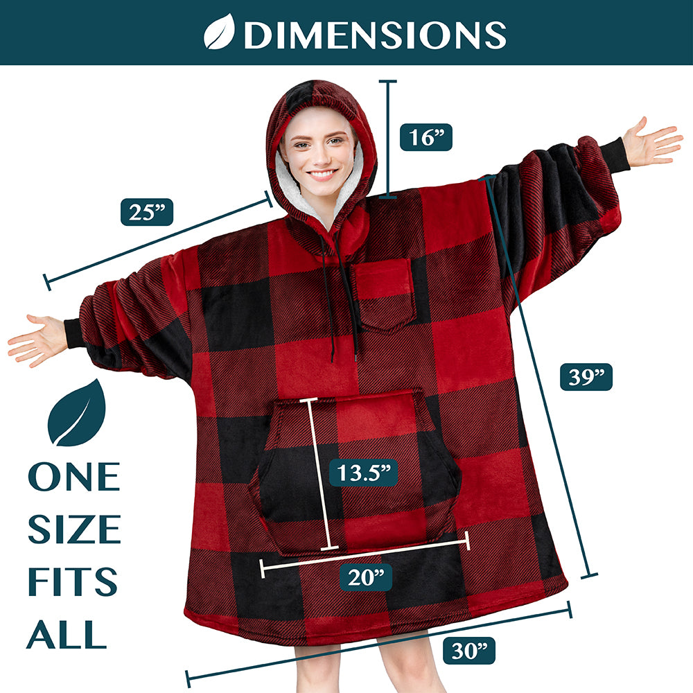 Blanket Sweatshirt Sherpa Plush Soft Comfy Fleece Oversized Hoodie Pocket Gift