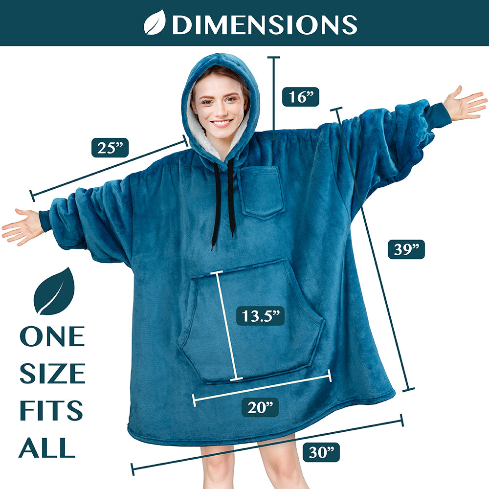 Blanket Sweatshirt Sherpa Plush Soft Comfy Fleece Oversized Hoodie Pocket Gift