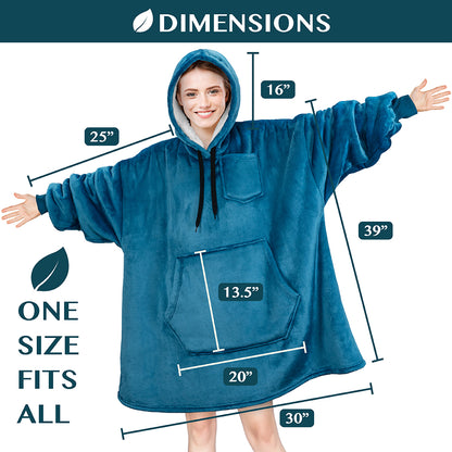 Blanket Sweatshirt Sherpa Plush Soft Comfy Fleece Oversized Hoodie Pocket Gift