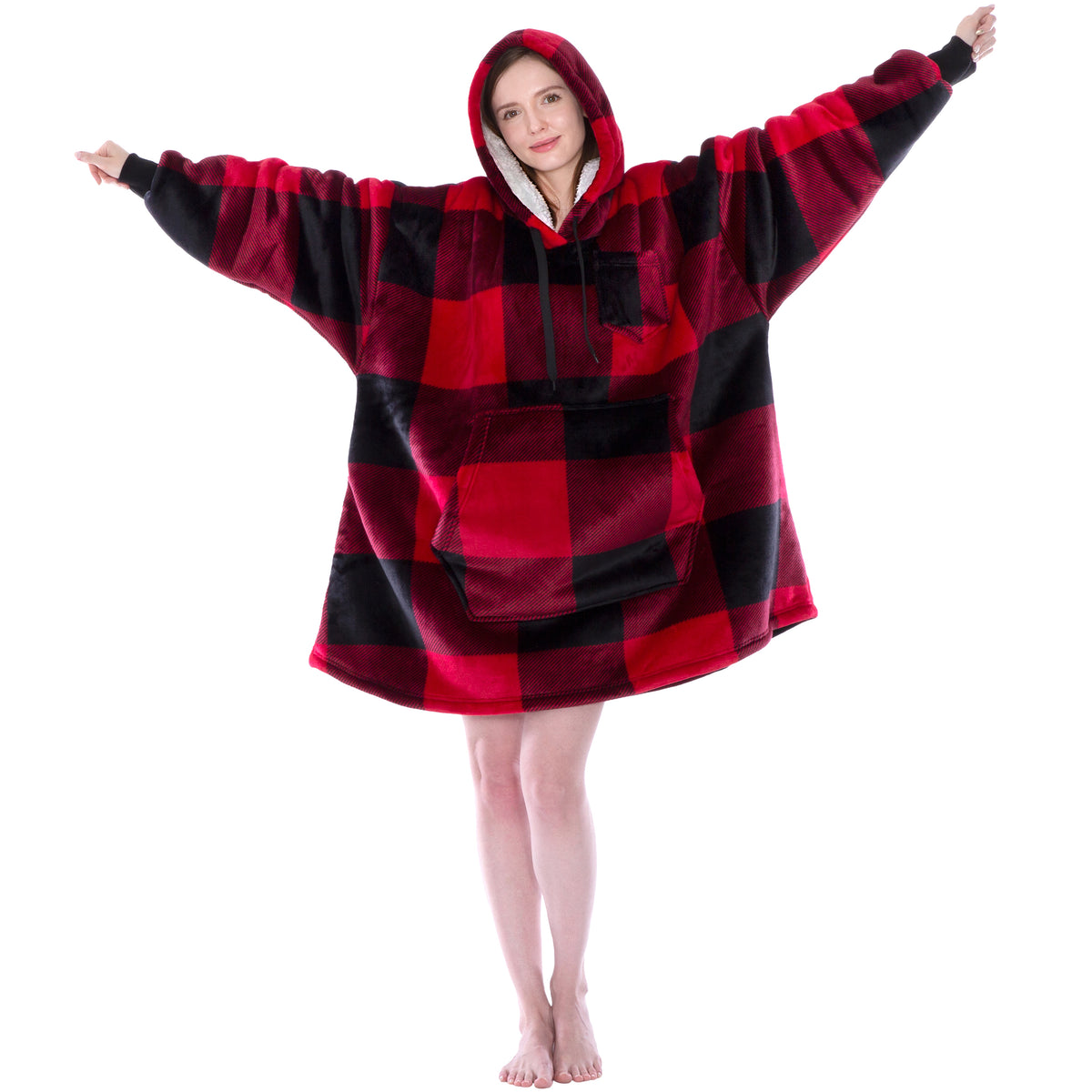 Blanket Sweatshirt Sherpa Plush Soft Comfy Fleece Oversized Hoodie Pocket Gift