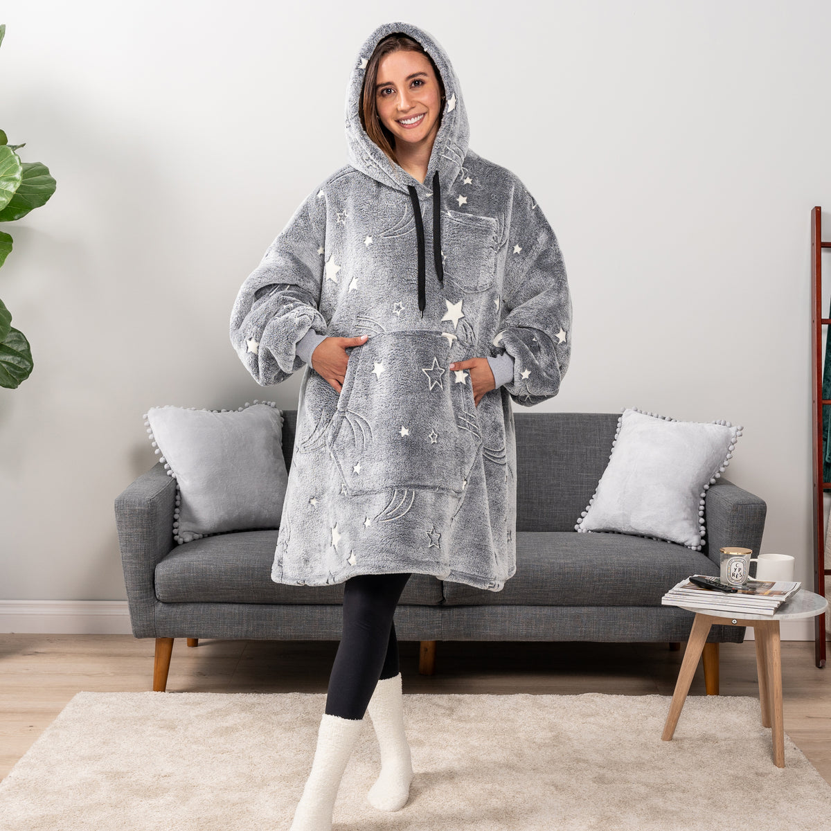 Blanket Sweatshirt Sherpa Plush Soft Comfy Fleece Oversized Hoodie Pocket Gift