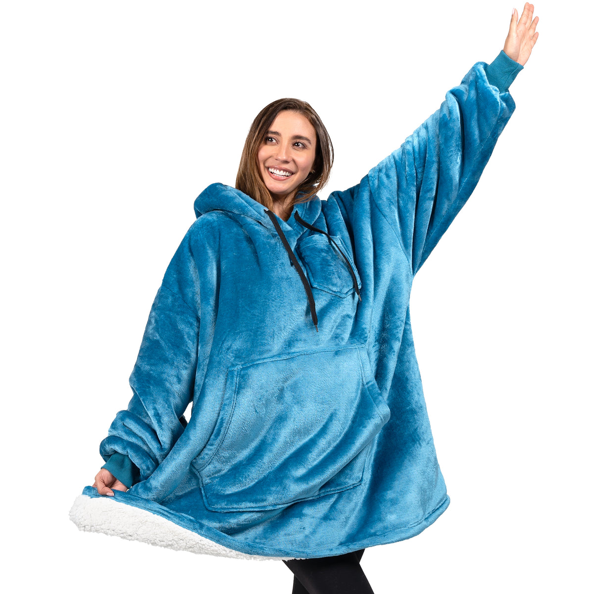 Blanket Sweatshirt Sherpa Plush Soft Comfy Fleece Oversized Hoodie Pocket Gift
