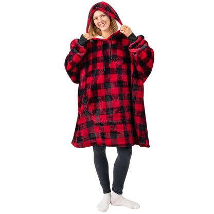 Blanket Sweatshirt Sherpa Plush Soft Comfy Fleece Oversized Hoodie Pocket Gift