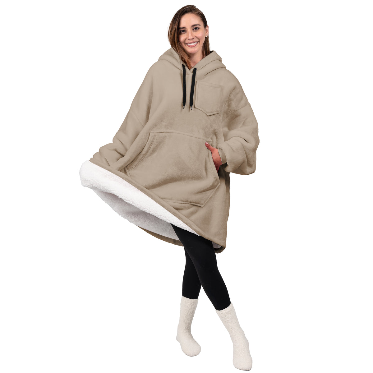 Blanket Sweatshirt Sherpa Plush Soft Comfy Fleece Oversized Hoodie Pocket Gift