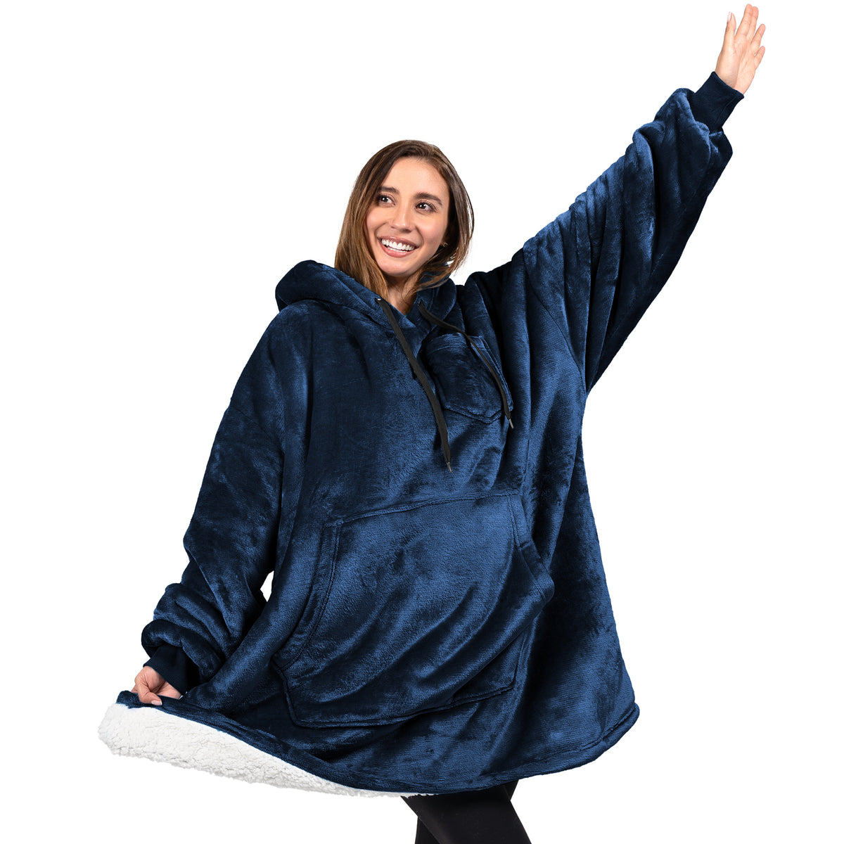 Blanket Sweatshirt Sherpa Plush Soft Comfy Fleece Oversized Hoodie Pocket Gift
