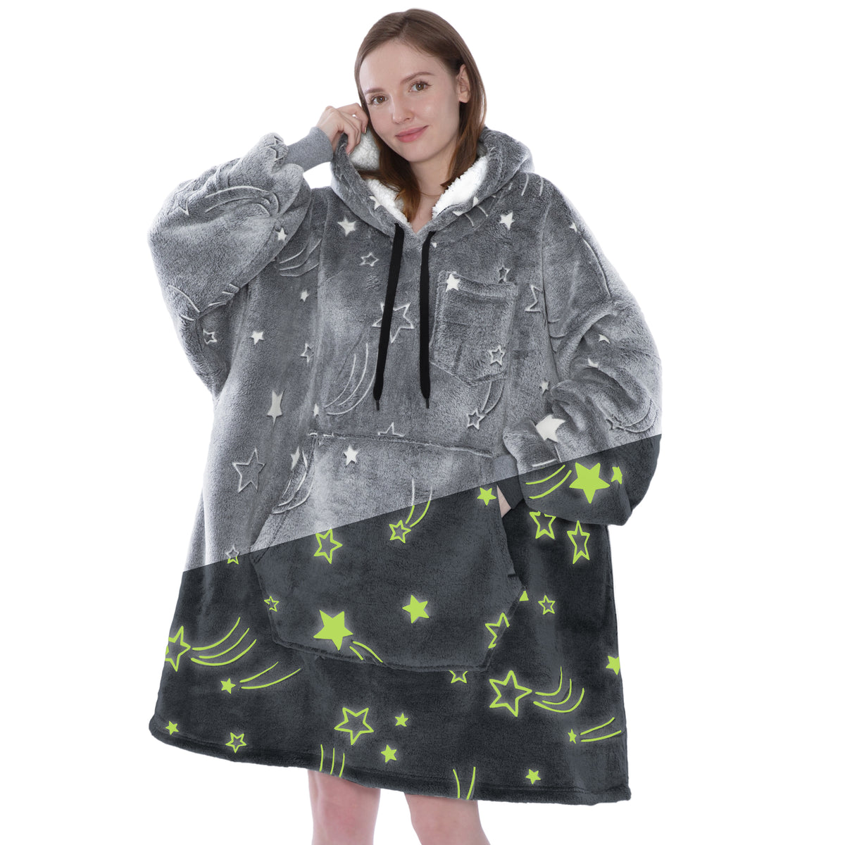 Blanket Sweatshirt Sherpa Plush Soft Comfy Fleece Oversized Hoodie Pocket Gift