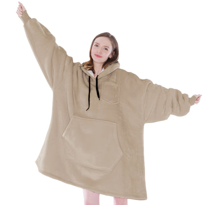 Blanket Sweatshirt Sherpa Plush Soft Comfy Fleece Oversized Hoodie Pocket Gift