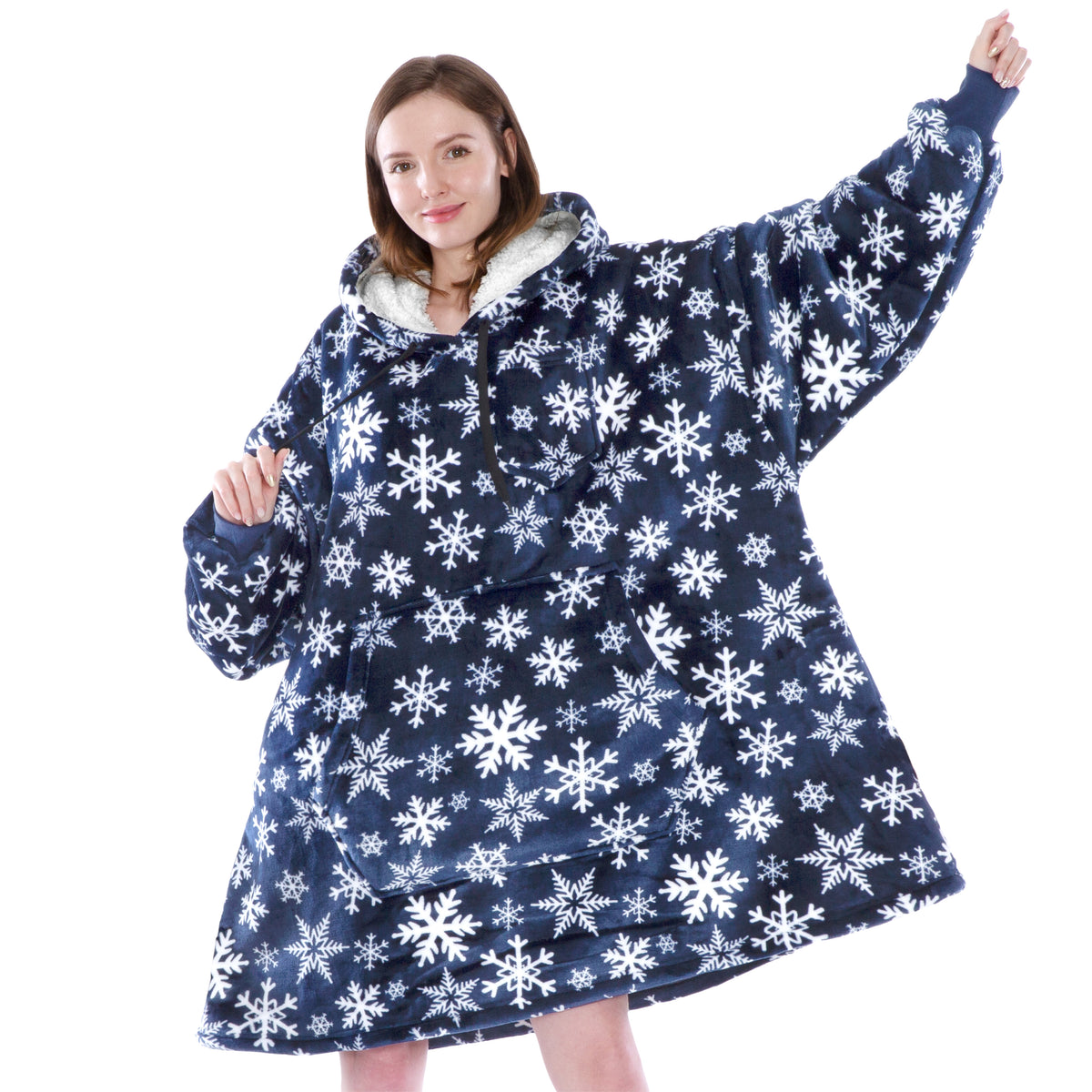 Blanket Sweatshirt Sherpa Plush Soft Comfy Fleece Oversized Hoodie Pocket Gift