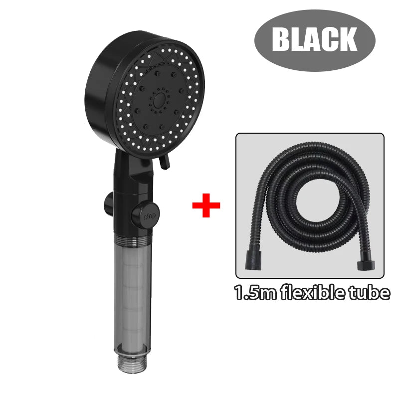 10 Mode Showerheads High Pressure Filter Showerheads One Touch Stop Bathroom Handheld Water Saving Sprayer Bathroom Accessories