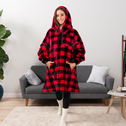 Blanket Sweatshirt Sherpa Plush Soft Comfy Fleece Oversized Hoodie Pocket Gift