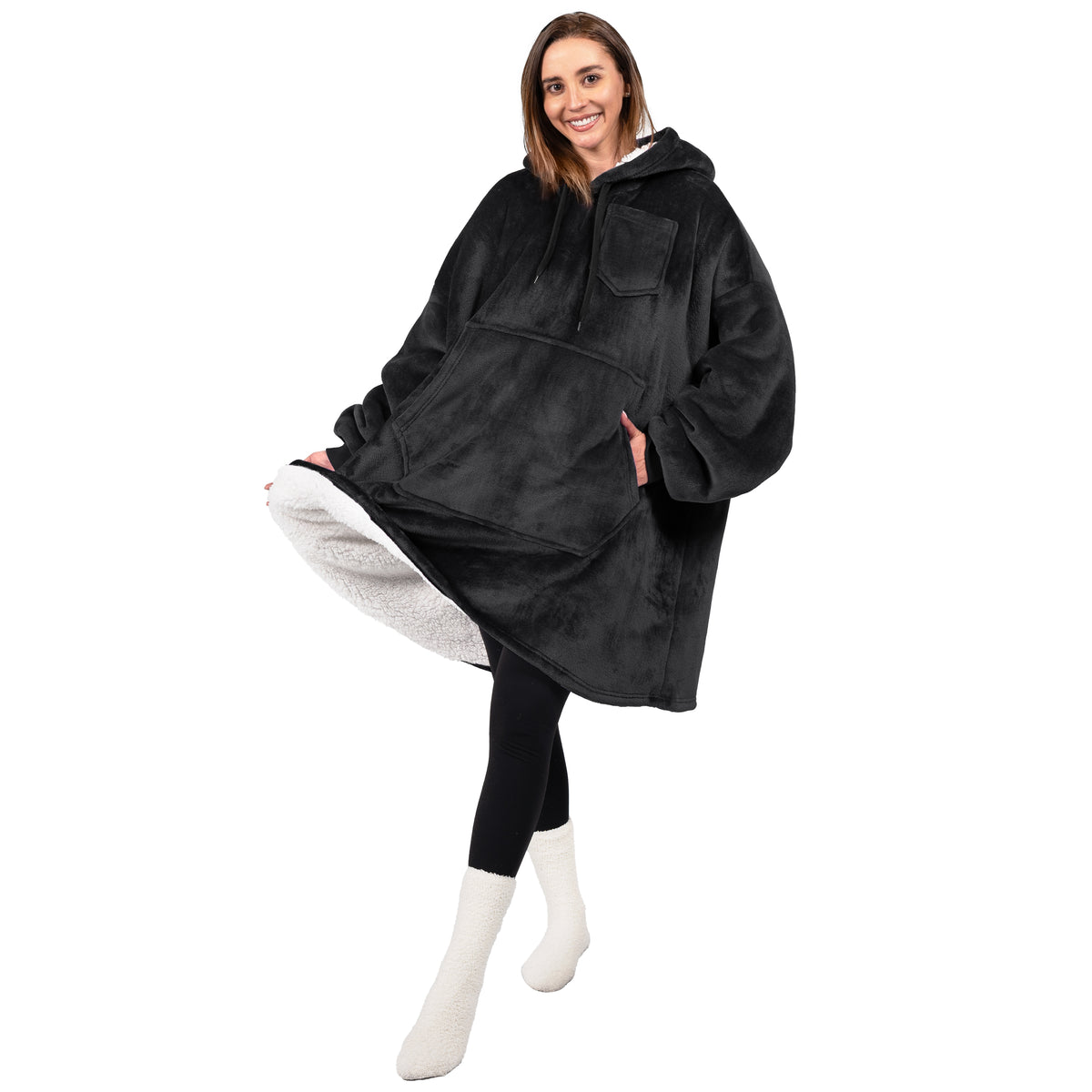 Blanket Sweatshirt Sherpa Plush Soft Comfy Fleece Oversized Hoodie Pocket Gift